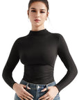 Ribbed Modal High Neck Shirt - Long Sleeve-Clothing-SUUKSESS-Black-XS-SUUKSESS