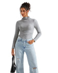 Ribbed Modal High Neck Shirt - Long Sleeve-Clothing-SUUKSESS-Grey-XS-SUUKSESS