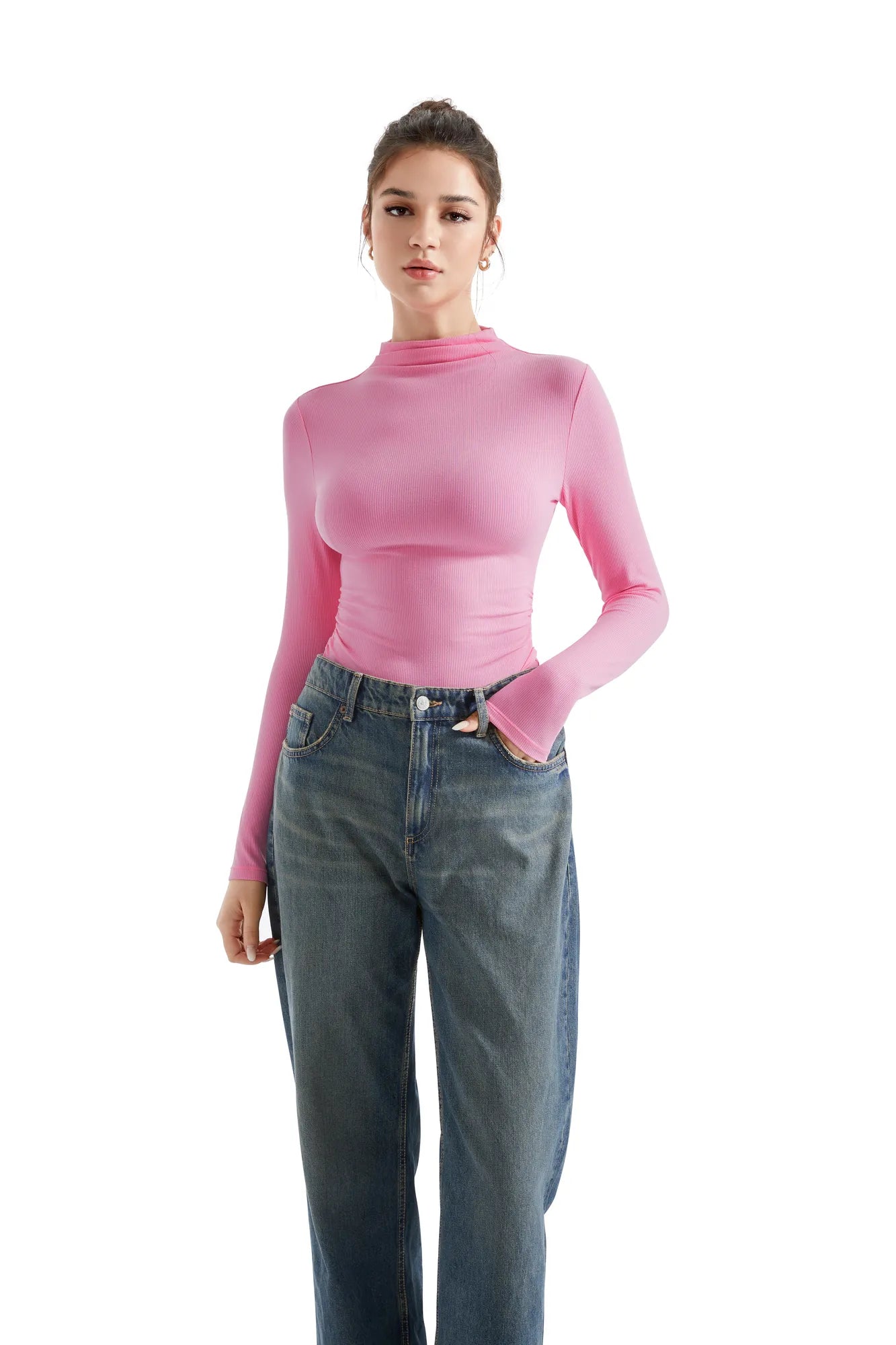 Ribbed Modal High Neck Shirt - Long Sleeve-Clothing-SUUKSESS-SUUKSESS