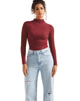 Ribbed Modal High Neck Shirt - Long Sleeve-Clothing-SUUKSESS-Wine-XS-SUUKSESS