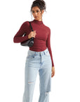 Ribbed Modal High Neck Shirt - Long Sleeve-Clothing-SUUKSESS-SUUKSESS