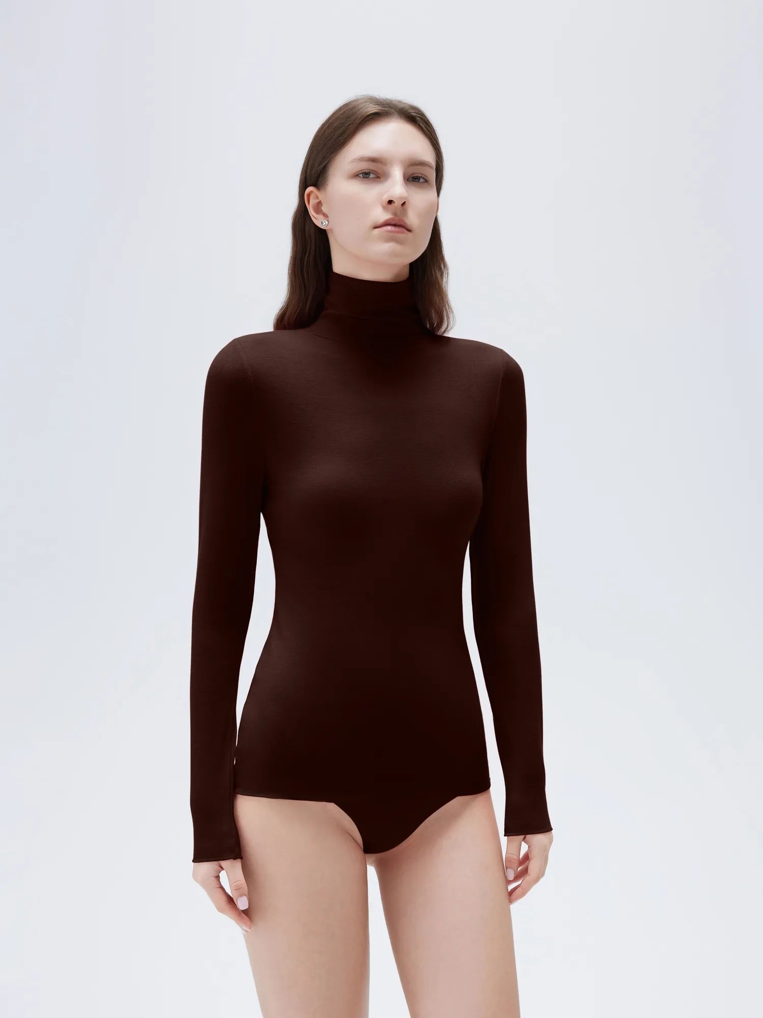 SUUKSESS Women Cashmere Turtleneck Long Sleeve Shirt Fitted Fall Basic Thermal Tops Fall Fashion-SUUKSESS-Brown-XS-SUUKSESS