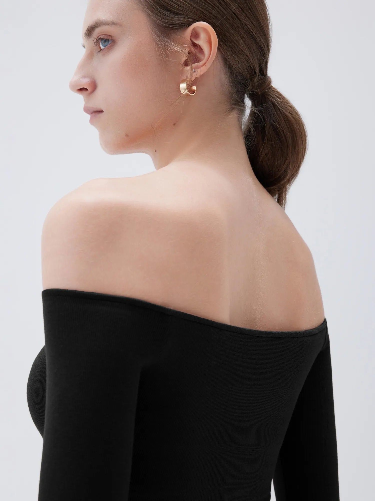SUUKSESS Women Padded Off The Shoulder Tops Ribbed Long Sleeve Shirts Fall Basic-SUUKSESS-SUUKSESS