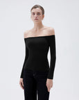 SUUKSESS Women Padded Off The Shoulder Tops Ribbed Long Sleeve Shirts Fall Basic-SUUKSESS-SUUKSESS