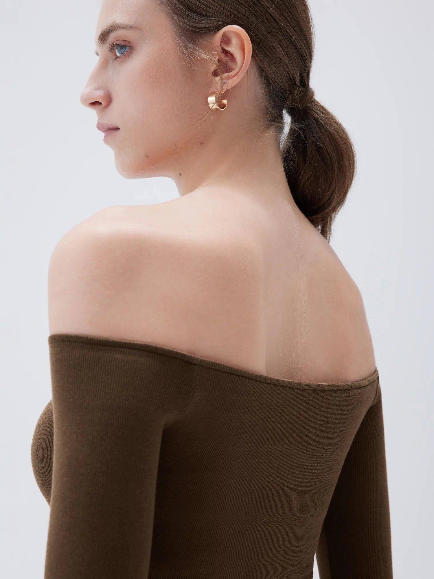 SUUKSESS Women Padded Off The Shoulder Tops Ribbed Long Sleeve Shirts Fall Basic-SUUKSESS-SUUKSESS