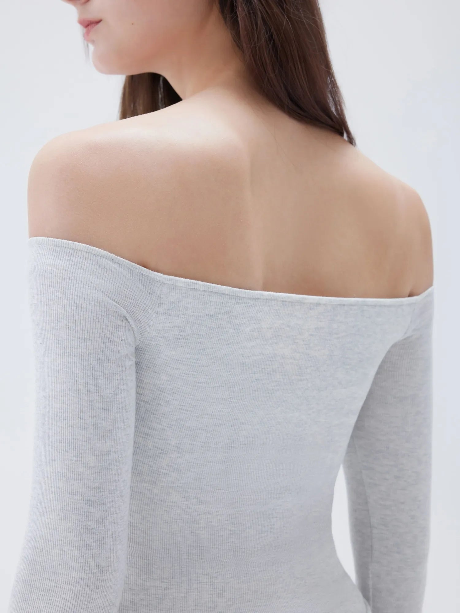 SUUKSESS Women Padded Off The Shoulder Tops Ribbed Long Sleeve Shirts Fall Basic-SUUKSESS-SUUKSESS