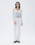 SUUKSESS Women Padded Off The Shoulder Tops Ribbed Long Sleeve Shirts Fall Basic-SUUKSESS-SUUKSESS