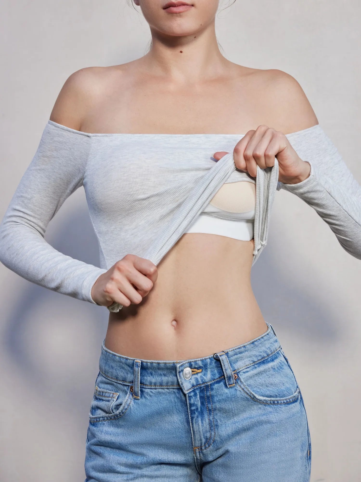SUUKSESS Women Padded Off The Shoulder Tops Ribbed Long Sleeve Shirts Fall Basic-SUUKSESS-SUUKSESS