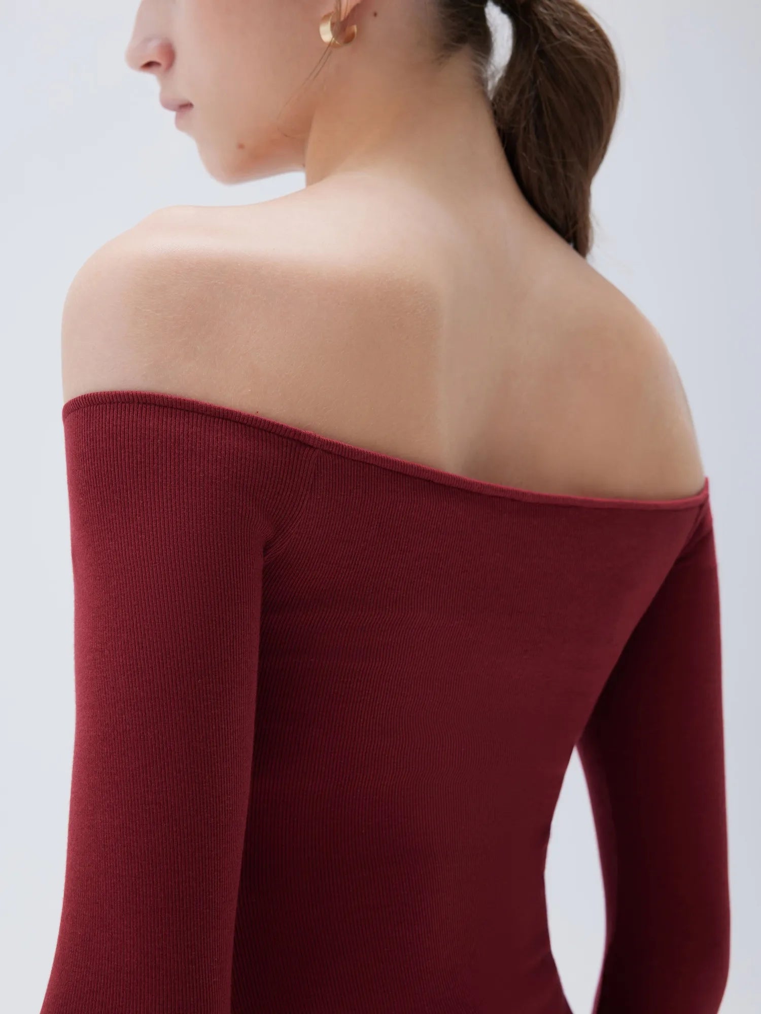 SUUKSESS Women Padded Off The Shoulder Tops Ribbed Long Sleeve Shirts Fall Basic-SUUKSESS-SUUKSESS