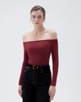 SUUKSESS Women Padded Off The Shoulder Tops Ribbed Long Sleeve Shirts Fall Basic-SUUKSESS-SUUKSESS