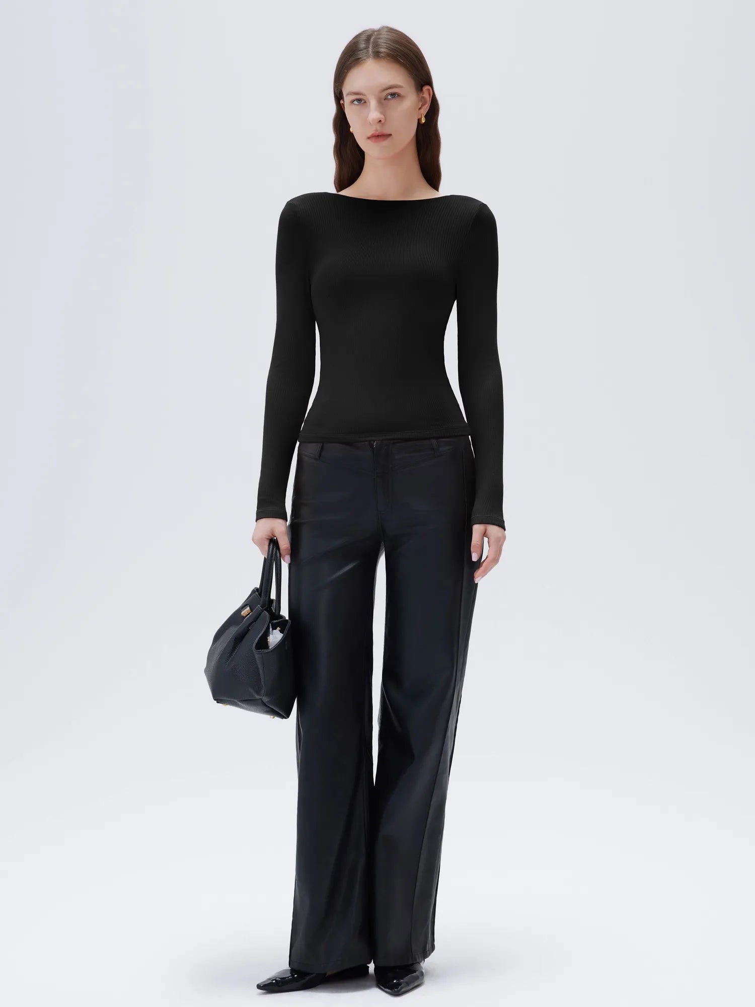 SUUKSESS Women Backless Going Out Tops Padded Modal Basic Long Sleeve Shirts-SUUKSESS-SUUKSESS