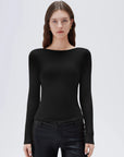 SUUKSESS Women Backless Going Out Tops Padded Modal Basic Long Sleeve Shirts-SUUKSESS-SUUKSESS