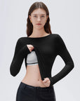 SUUKSESS Women Backless Going Out Tops Padded Modal Basic Long Sleeve Shirts-SUUKSESS-SUUKSESS