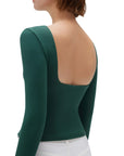 SUUKSESS Women Backless Going Out Tops Padded Modal Basic Long Sleeve Shirts-SUUKSESS-Deep Green-XS-SUUKSESS