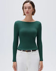 SUUKSESS Women Backless Going Out Tops Padded Modal Basic Long Sleeve Shirts-SUUKSESS-SUUKSESS