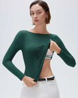 SUUKSESS Women Backless Going Out Tops Padded Modal Basic Long Sleeve Shirts-SUUKSESS-SUUKSESS
