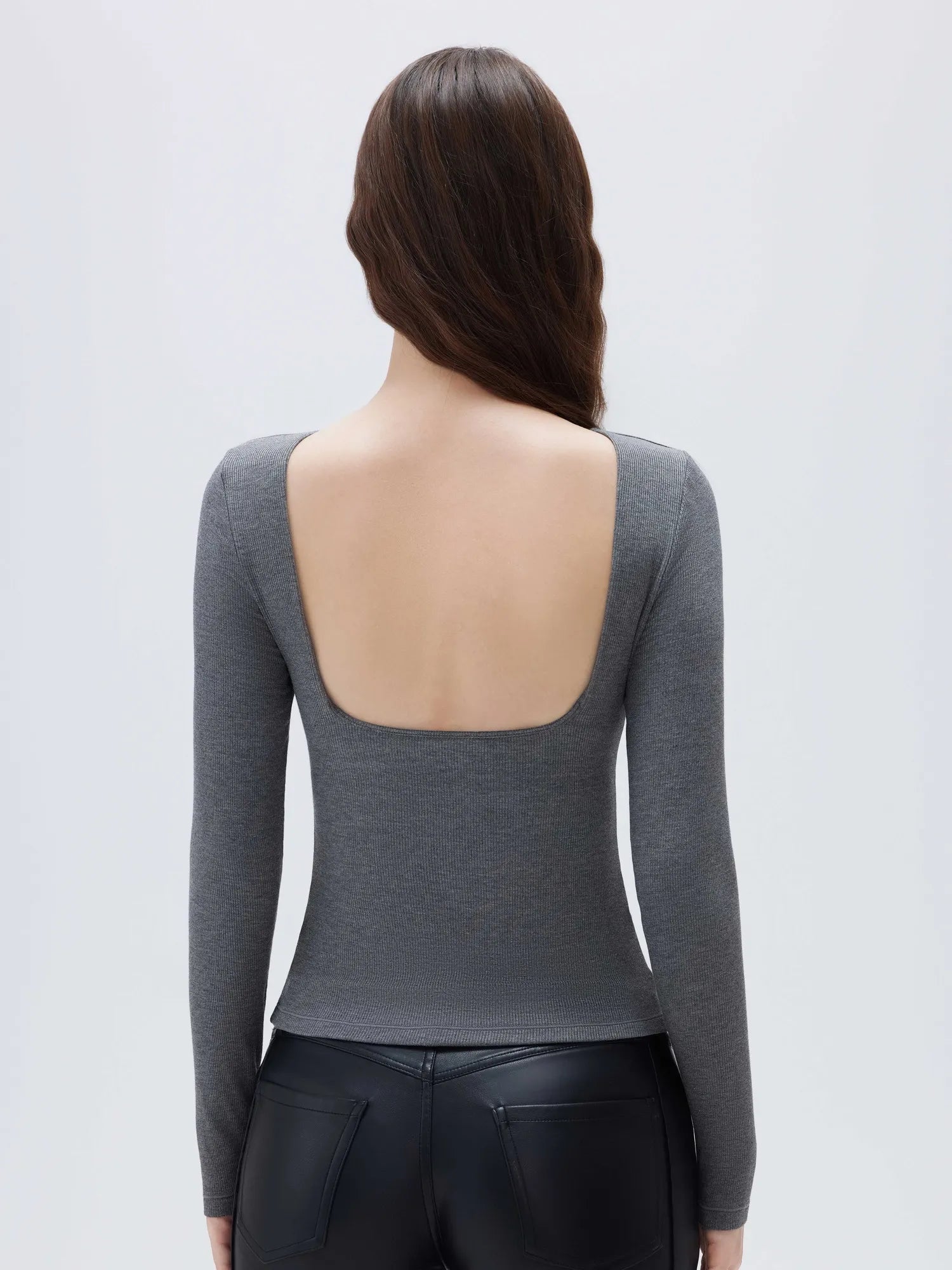 SUUKSESS Women Backless Going Out Tops Padded Modal Basic Long Sleeve Shirts-SUUKSESS-SUUKSESS