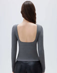 SUUKSESS Women Backless Going Out Tops Padded Modal Basic Long Sleeve Shirts-SUUKSESS-SUUKSESS