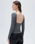 SUUKSESS Women Backless Going Out Tops Padded Modal Basic Long Sleeve Shirts-SUUKSESS-SUUKSESS