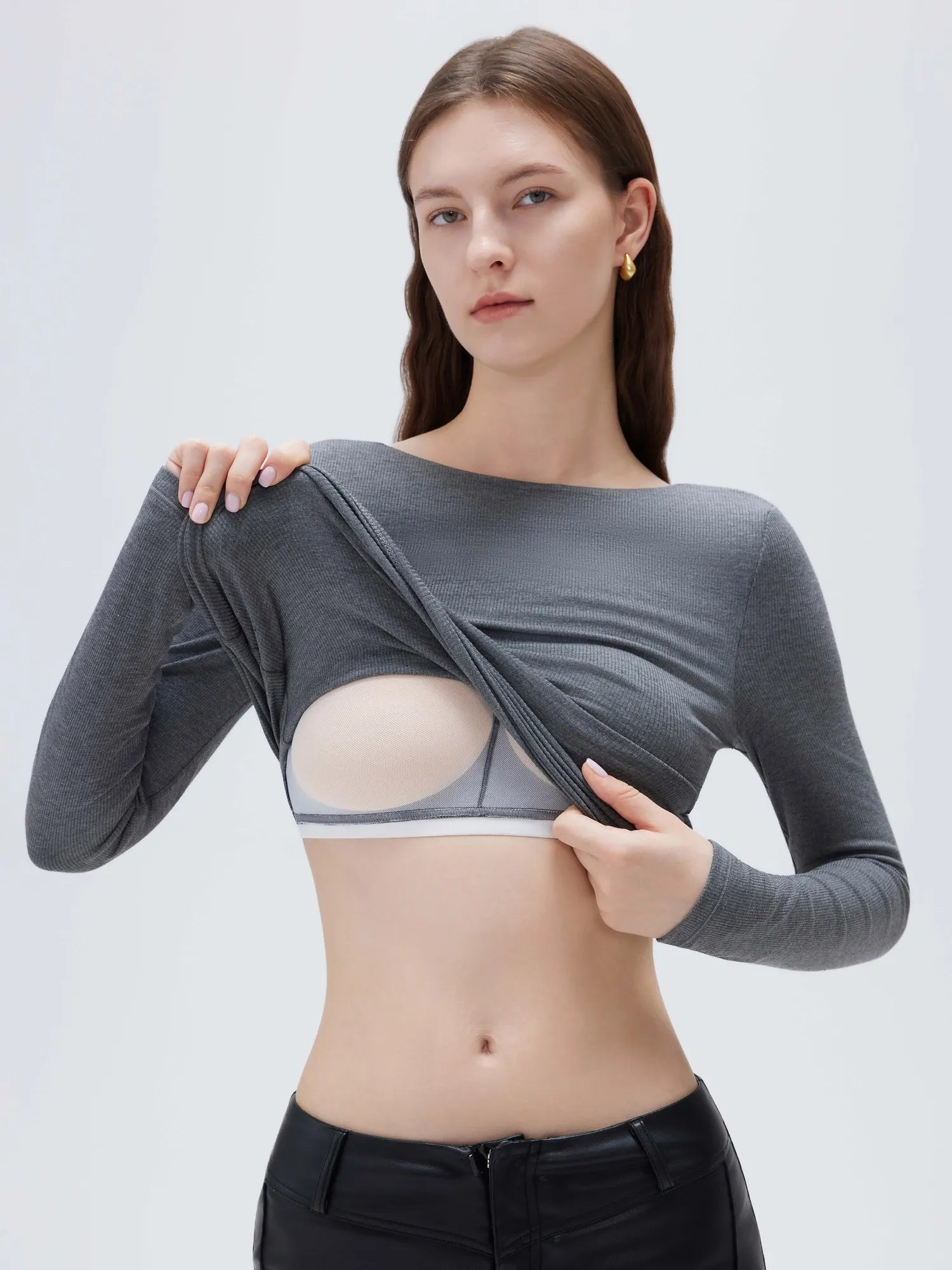 SUUKSESS Women Backless Going Out Tops Padded Modal Basic Long Sleeve Shirts-SUUKSESS-SUUKSESS
