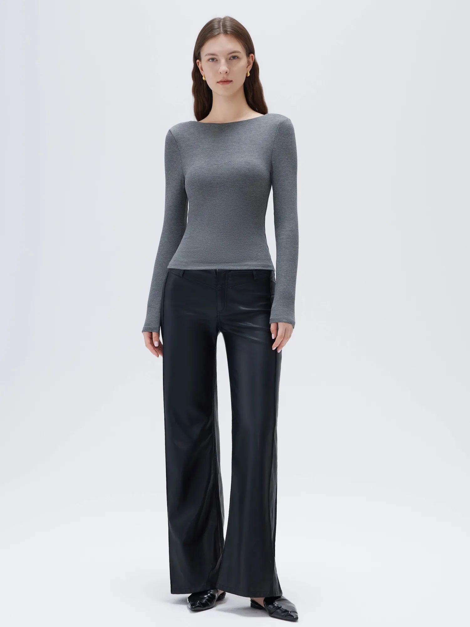 SUUKSESS Women Backless Going Out Tops Padded Modal Basic Long Sleeve Shirts-SUUKSESS-SUUKSESS