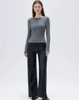 SUUKSESS Women Backless Going Out Tops Padded Modal Basic Long Sleeve Shirts-SUUKSESS-SUUKSESS
