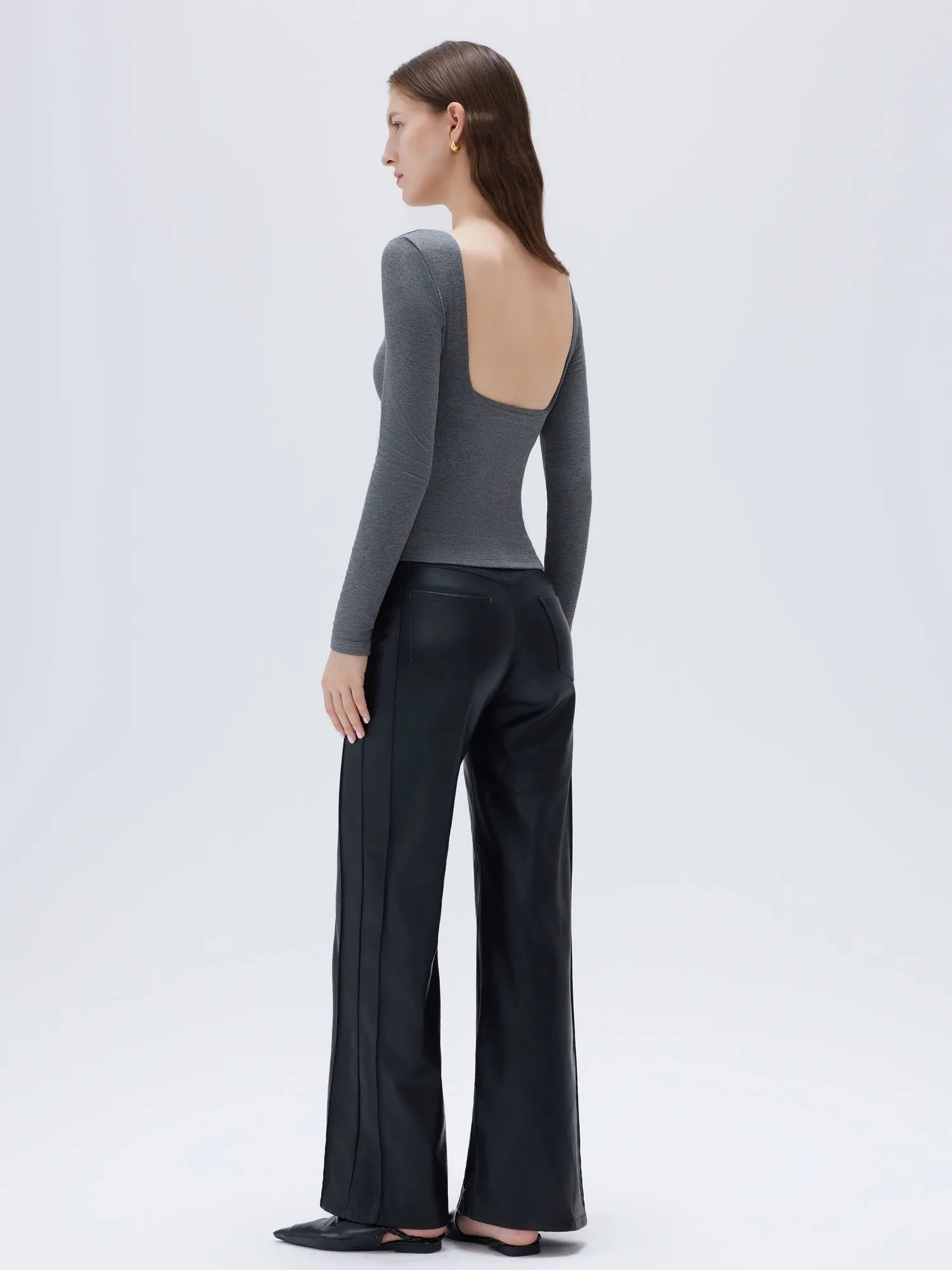 SUUKSESS Women Backless Going Out Tops Padded Modal Basic Long Sleeve Shirts-SUUKSESS-SUUKSESS
