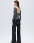 SUUKSESS Women Backless Going Out Tops Padded Modal Basic Long Sleeve Shirts-SUUKSESS-SUUKSESS
