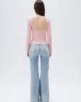SUUKSESS Women Backless Going Out Tops Padded Modal Basic Long Sleeve Shirts-SUUKSESS-SUUKSESS