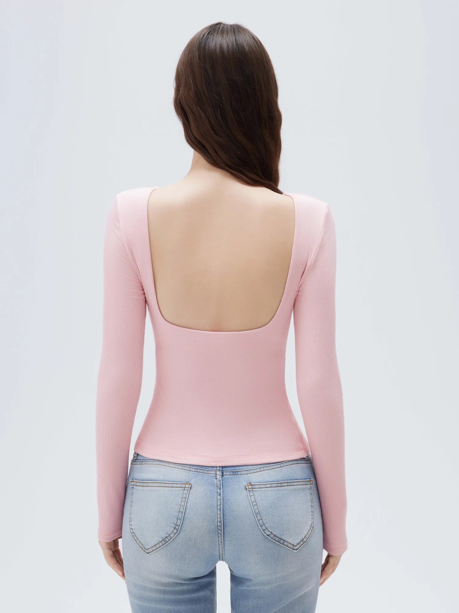 SUUKSESS Women Backless Going Out Tops Padded Modal Basic Long Sleeve Shirts-SUUKSESS-SUUKSESS
