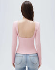 SUUKSESS Women Backless Going Out Tops Padded Modal Basic Long Sleeve Shirts-SUUKSESS-SUUKSESS