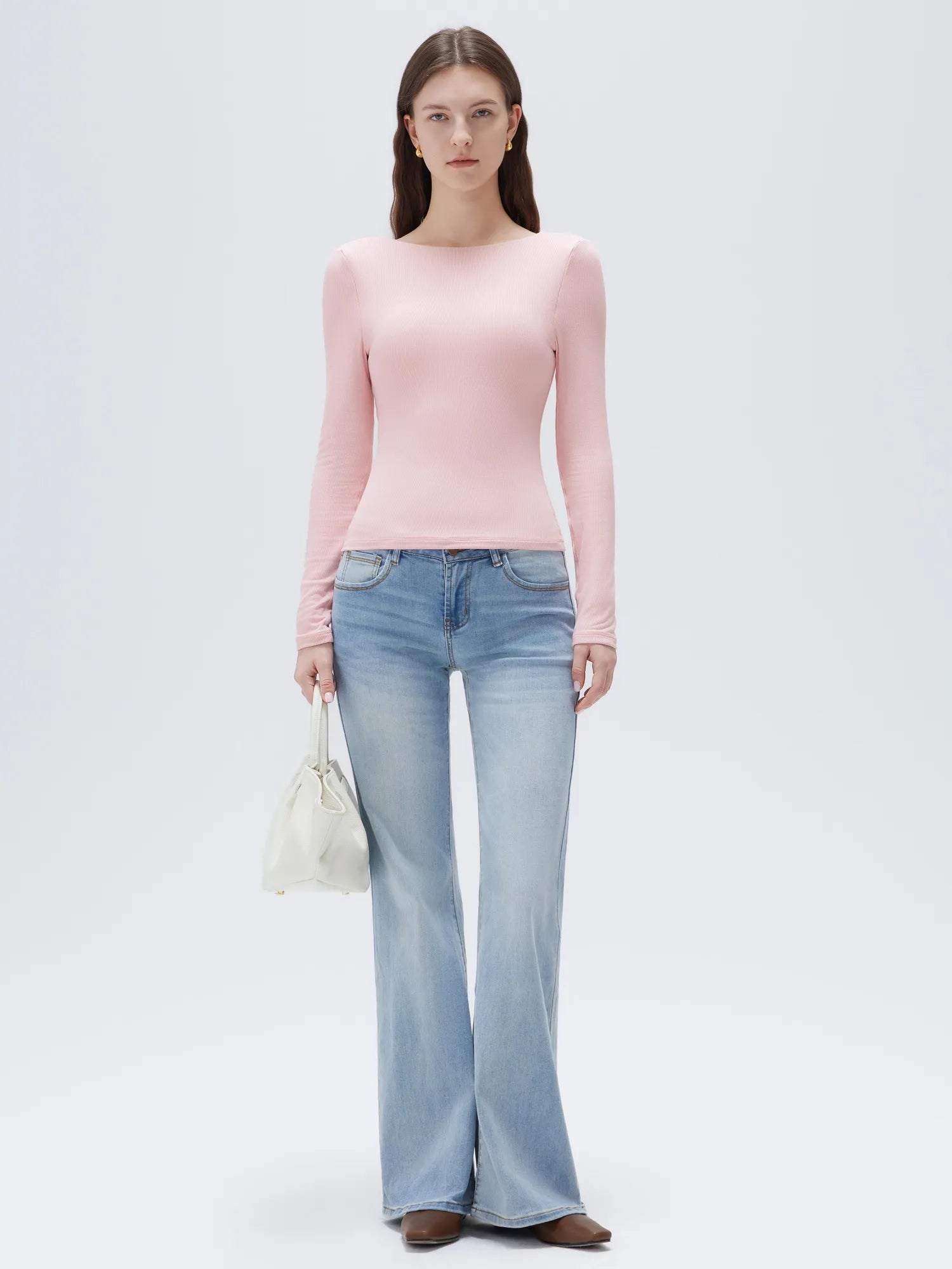 SUUKSESS Women Backless Going Out Tops Padded Modal Basic Long Sleeve Shirts-SUUKSESS-SUUKSESS