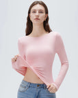 SUUKSESS Women Backless Going Out Tops Padded Modal Basic Long Sleeve Shirts-SUUKSESS-SUUKSESS