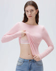 SUUKSESS Women Backless Going Out Tops Padded Modal Basic Long Sleeve Shirts-SUUKSESS-SUUKSESS