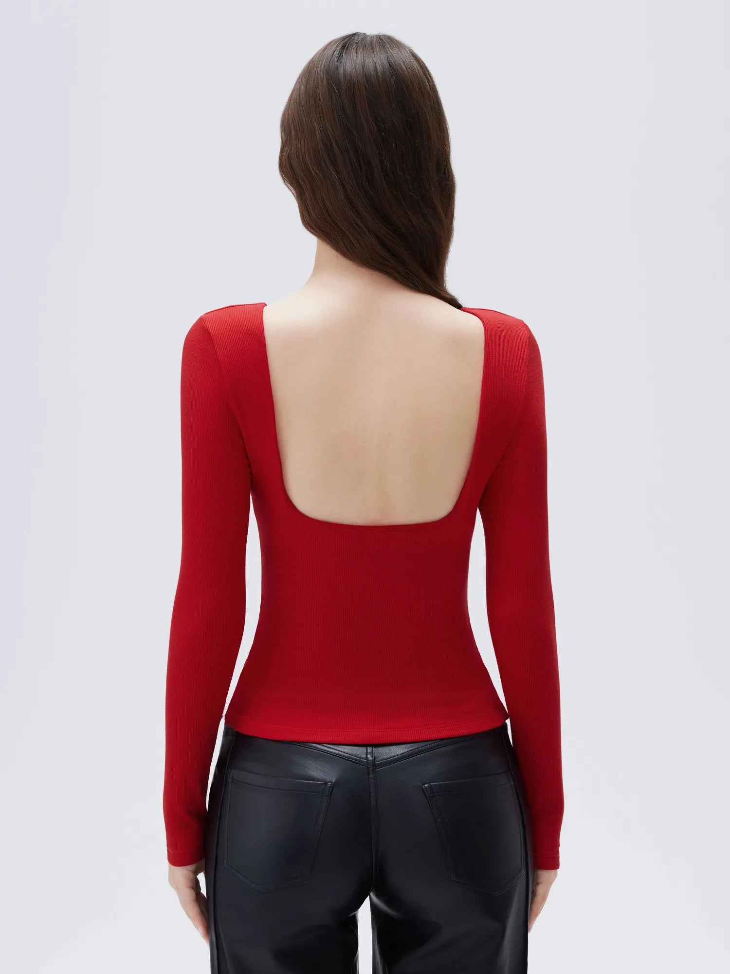 SUUKSESS Women Backless Going Out Tops Padded Modal Basic Long Sleeve Shirts-SUUKSESS-SUUKSESS