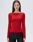 SUUKSESS Women Backless Going Out Tops Padded Modal Basic Long Sleeve Shirts-SUUKSESS-SUUKSESS