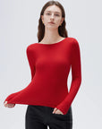 SUUKSESS Women Backless Going Out Tops Padded Modal Basic Long Sleeve Shirts-SUUKSESS-SUUKSESS