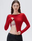 SUUKSESS Women Backless Going Out Tops Padded Modal Basic Long Sleeve Shirts-SUUKSESS-SUUKSESS