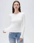 SUUKSESS Women Backless Going Out Tops Padded Modal Basic Long Sleeve Shirts-SUUKSESS-SUUKSESS