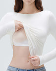 SUUKSESS Women Backless Going Out Tops Padded Modal Basic Long Sleeve Shirts-SUUKSESS-SUUKSESS