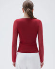 SUUKSESS Women Double Line Mesh Tops Boat Neck Long Sleeve Shirts-SUUKSESS-SUUKSESS