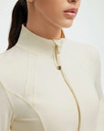 SUUKSESS Women Golden Full Zip Up Workout Cropped Jackets Lightweight Athletic Yoga Tops-SUUKSESS-SUUKSESS