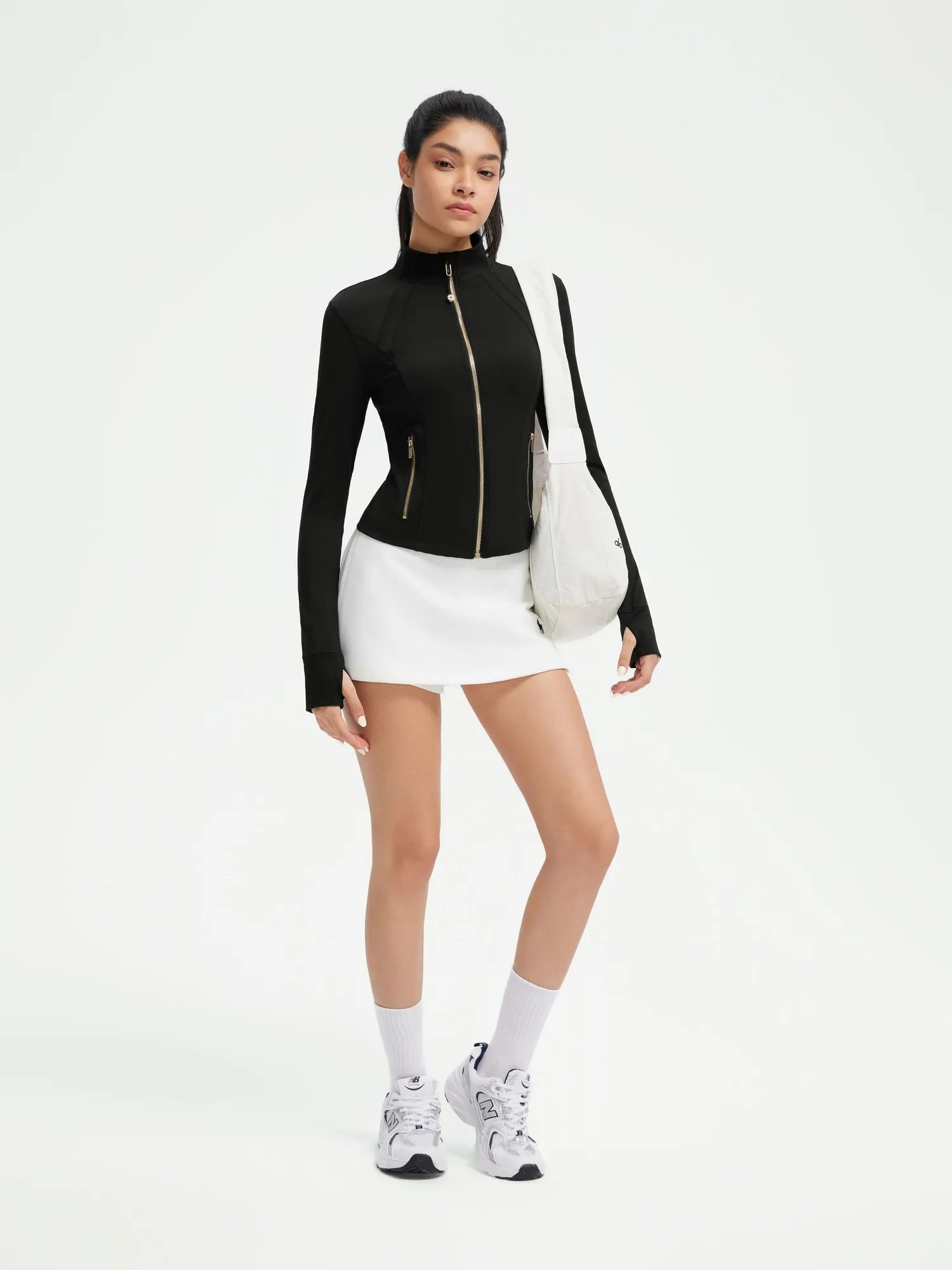 SUUKSESS Women Golden Full Zip Up Workout Cropped Jackets Lightweight Athletic Yoga Tops-SUUKSESS-SUUKSESS