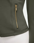 SUUKSESS Women Golden Full Zip Up Workout Cropped Jackets Lightweight Athletic Yoga Tops-SUUKSESS-SUUKSESS