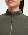 SUUKSESS Women Golden Full Zip Up Workout Cropped Jackets Lightweight Athletic Yoga Tops-SUUKSESS-SUUKSESS