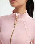 SUUKSESS Women Golden Full Zip Up Workout Cropped Jackets Lightweight Athletic Yoga Tops-SUUKSESS-SUUKSESS