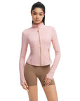 SUUKSESS Women Golden Full Zip Up Workout Cropped Jackets Lightweight Athletic Yoga Tops-SUUKSESS-SUUKSESS