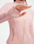 SUUKSESS Women Golden Full Zip Up Workout Cropped Jackets Lightweight Athletic Yoga Tops-SUUKSESS-SUUKSESS