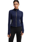 SUUKSESS Women Golden Full Zip Up Workout Cropped Jackets Lightweight Athletic Yoga Tops-SUUKSESS-SUUKSESS