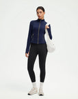SUUKSESS Women Golden Full Zip Up Workout Cropped Jackets Lightweight Athletic Yoga Tops-SUUKSESS-SUUKSESS